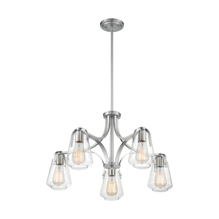 Fixture, Chandelier, 5-Lght, Incandescent, 60W, 120V, A19, Medium Base, Bulb Watts: 60